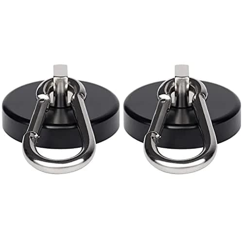 WELLZEER Heavy Duty Magnetic Hooks 170lbs Black 2-Pack | Swiveling Carabiner for Industrial Garages & Kitchens thumbnail 9