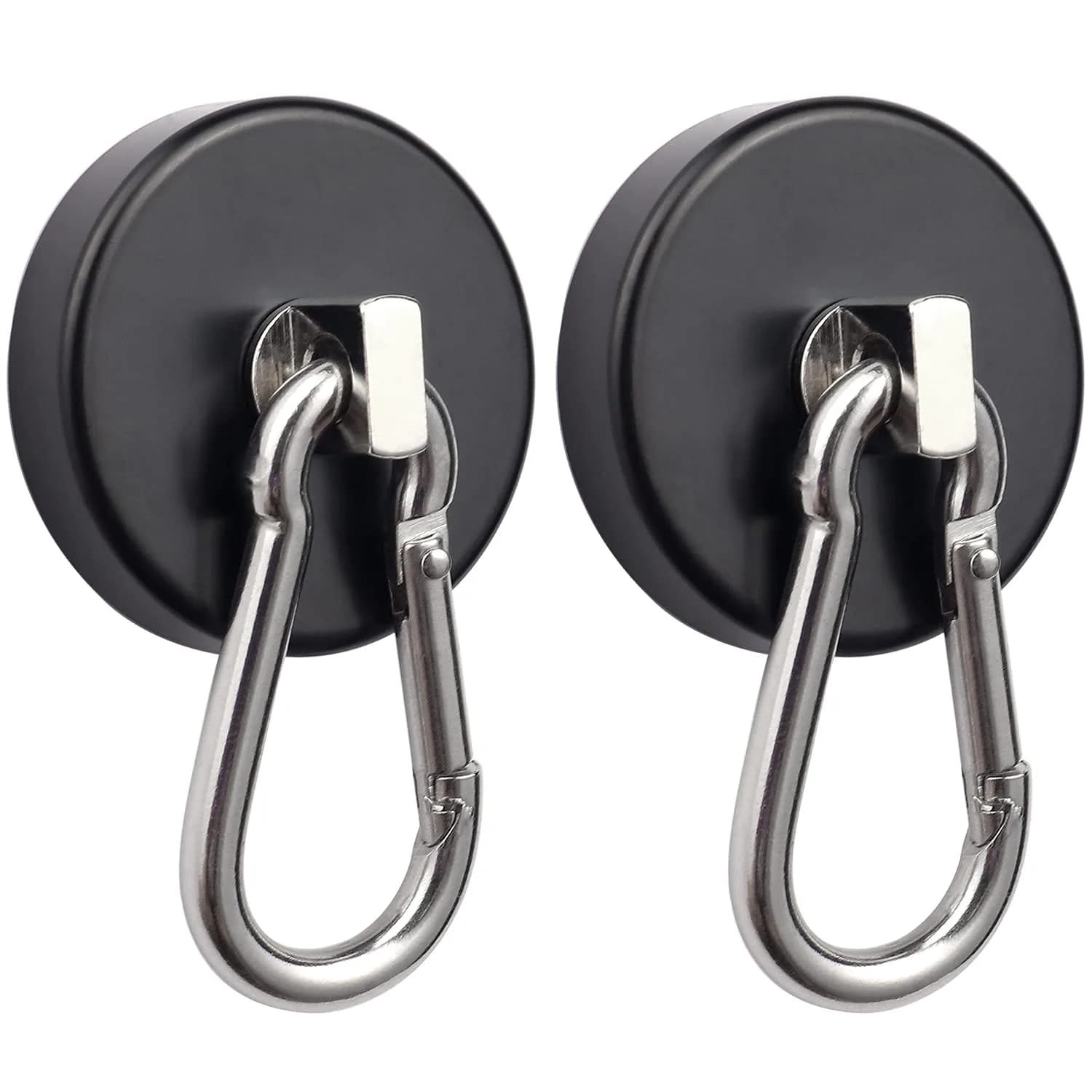 WELLZEER Heavy Duty Magnetic Hooks 170lbs Black 2-Pack | Swiveling Carabiner for Industrial Garages & Kitchens - view 2