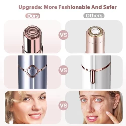 Gurelax Painless Facial Hair Remover for Women, Electric Hair Removal Device with 2 Replacement Heads & LED Light (Blue) thumbnail 6