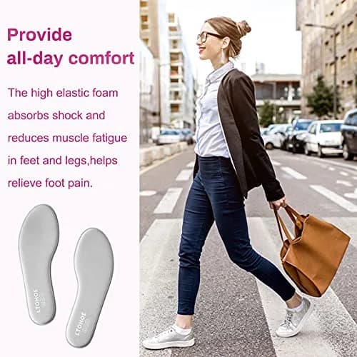 LTOHOE Memory Foam Insoles for Women Replacement Comfort 8mm Grey US 5.5 | Support & Comfort thumbnail 3