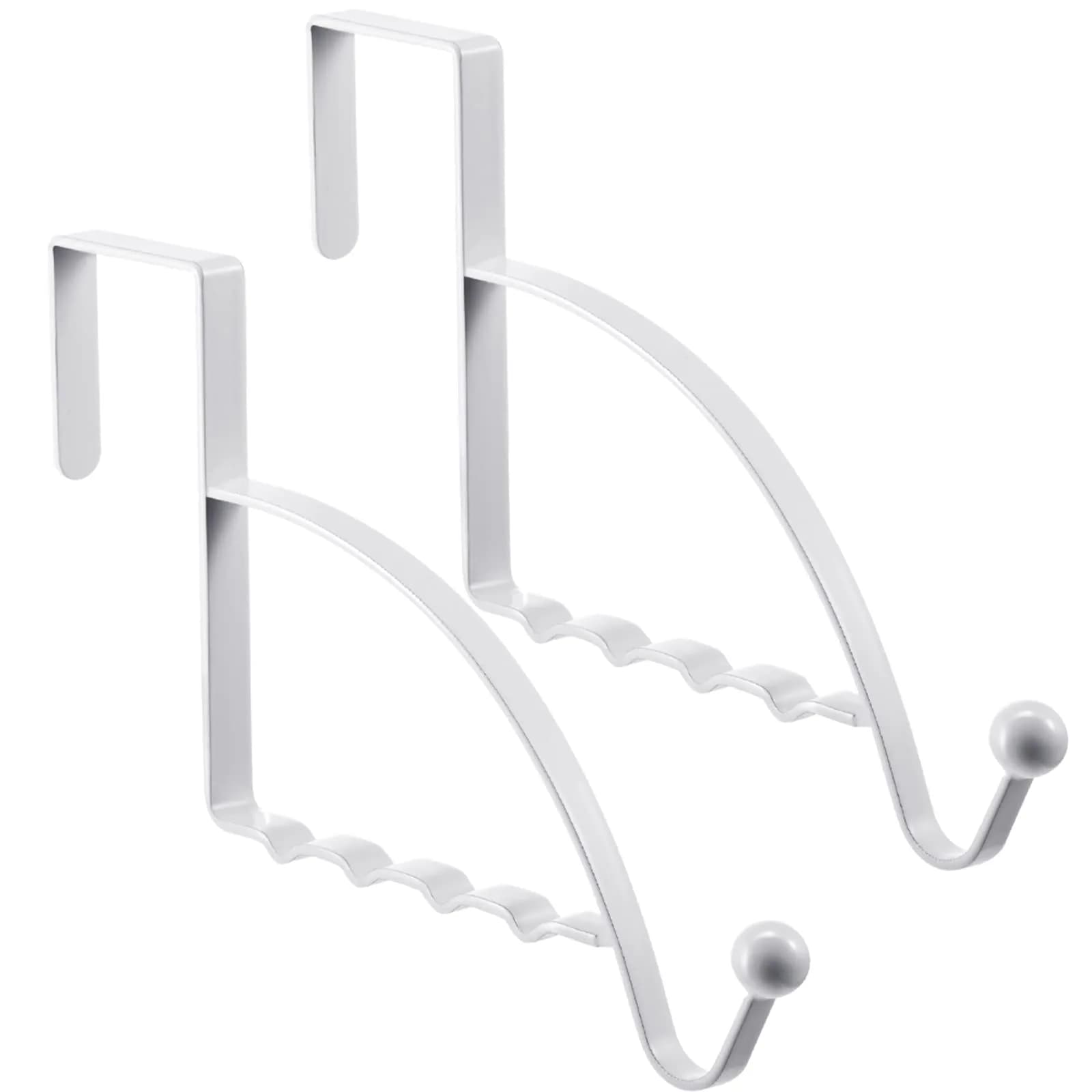 Hotop 2 Pcs Metal Over The Door Hooks | Heavy Duty Clothes Hanger, White, 6.6 x 1.5 x 4 Inches