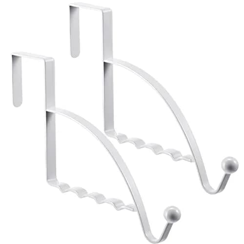 Hotop 2 Pcs Metal Over The Door Hooks | Heavy Duty Clothes Hanger, White, 6.6 x 1.5 x 4 Inches thumbnail 1