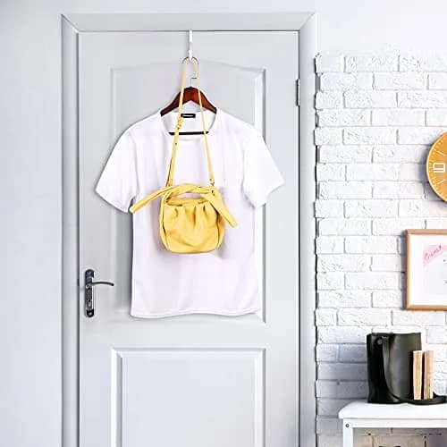 Hotop 2 Pcs Metal Over The Door Hooks | Heavy Duty Clothes Hanger, White, 6.6 x 1.5 x 4 Inches thumbnail 4