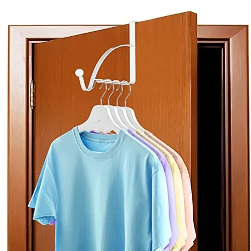 Hotop 2 Pcs Metal Over The Door Hooks | Heavy Duty Clothes Hanger, White, 6.6 x 1.5 x 4 Inches thumbnail 5