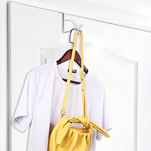 Hotop 2 Pcs Metal Over The Door Hooks | Heavy Duty Clothes Hanger, White, 6.6 x 1.5 x 4 Inches thumbnail 6