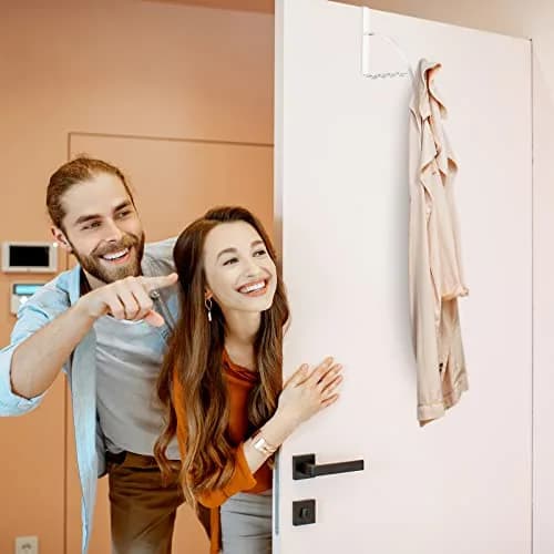 Hotop 2 Pcs Metal Over The Door Hooks | Heavy Duty Clothes Hanger, White, 6.6 x 1.5 x 4 Inches thumbnail 7