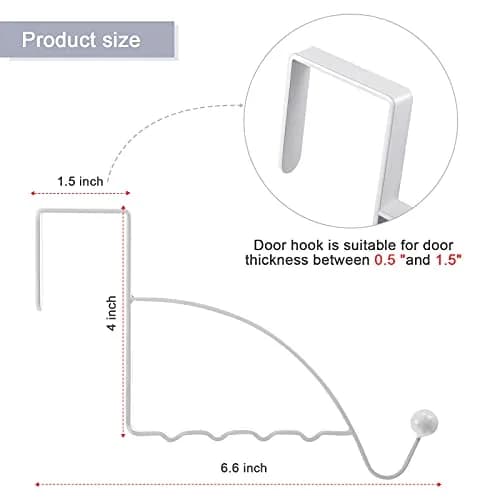 Hotop 2 Pcs Metal Over The Door Hooks | Heavy Duty Clothes Hanger, White, 6.6 x 1.5 x 4 Inches thumbnail 2