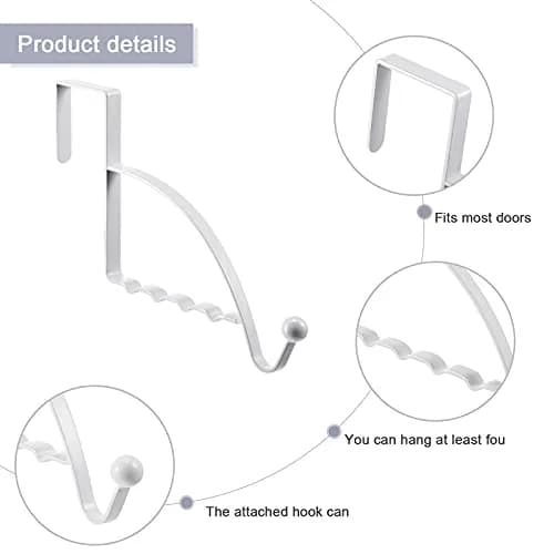 Hotop 2 Pcs Metal Over The Door Hooks | Heavy Duty Clothes Hanger, White, 6.6 x 1.5 x 4 Inches thumbnail 3
