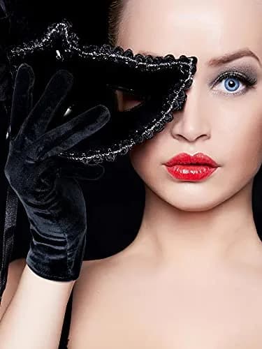 Geyoga 4 Pairs Women Short Velvet Gloves | Elegant Opera & Party Wear thumbnail 2