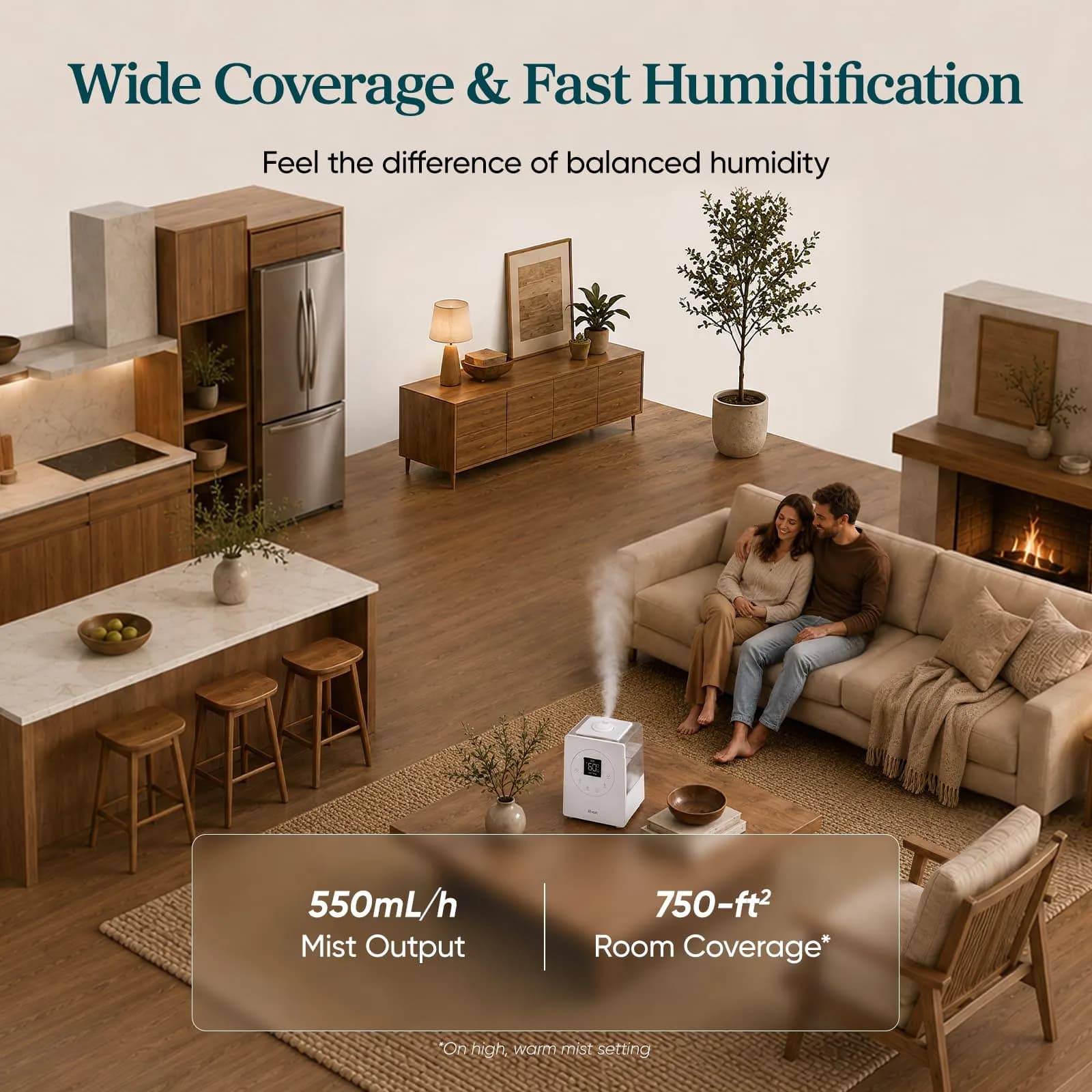 Levoit Smart Hybrid Ultrasonic Humidifier 6L (0.4 Gallons) | Cool & Warm Mist for Large Rooms up to 753 sq ft - view 4