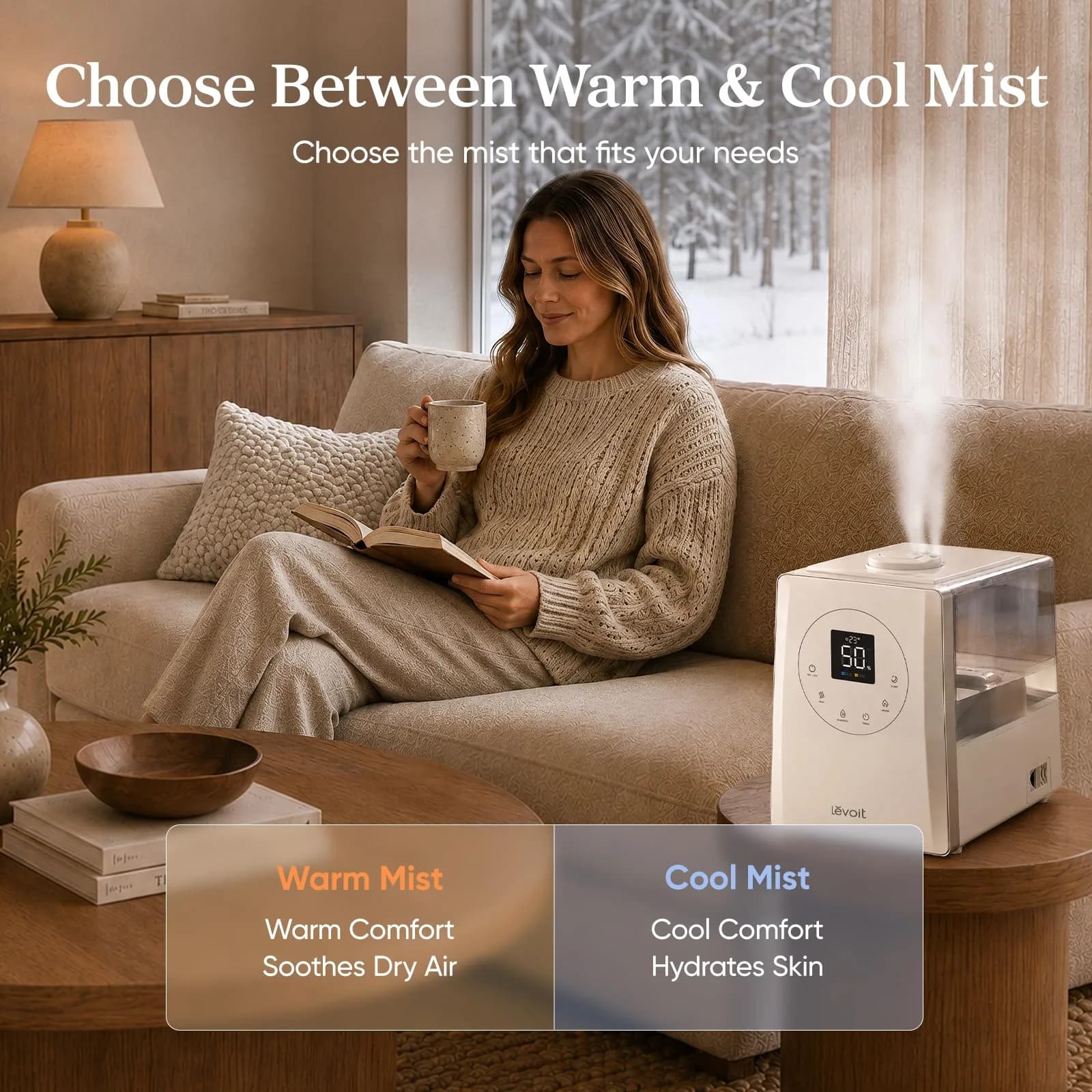 Levoit Smart Hybrid Ultrasonic Humidifier 6L (0.4 Gallons) | Cool & Warm Mist for Large Rooms up to 753 sq ft - view 5