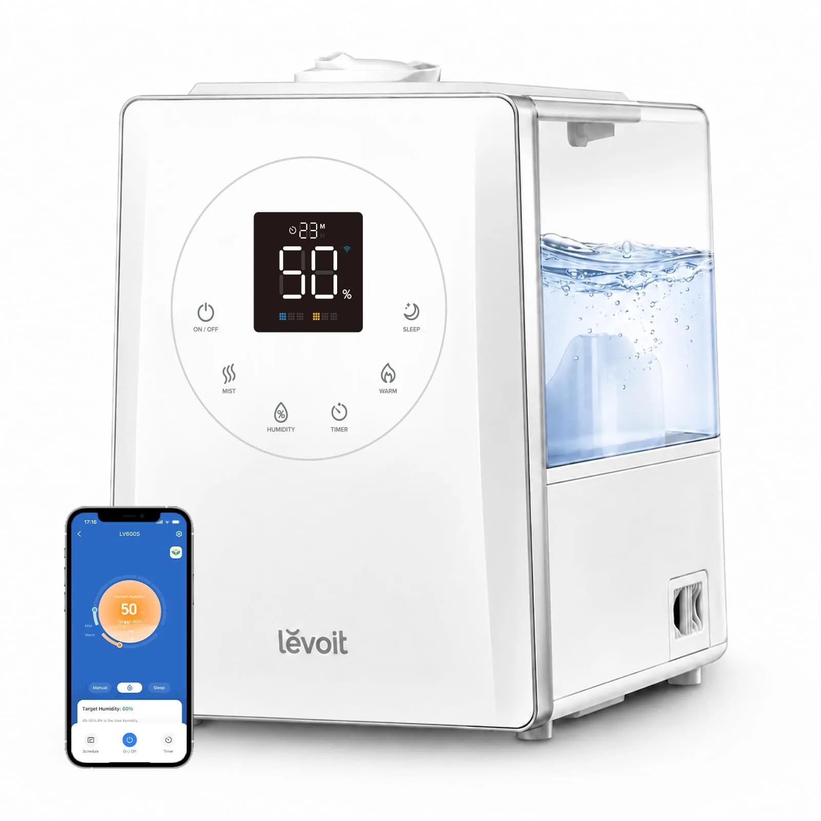 Levoit Smart Hybrid Ultrasonic Humidifier 6L (0.4 Gallons) | Cool & Warm Mist for Large Rooms up to 753 sq ft - main product image