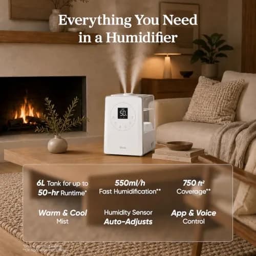 Levoit Smart Hybrid Ultrasonic Humidifier 6L (0.4 Gallons) | Cool & Warm Mist for Large Rooms up to 753 sq ft thumbnail 2