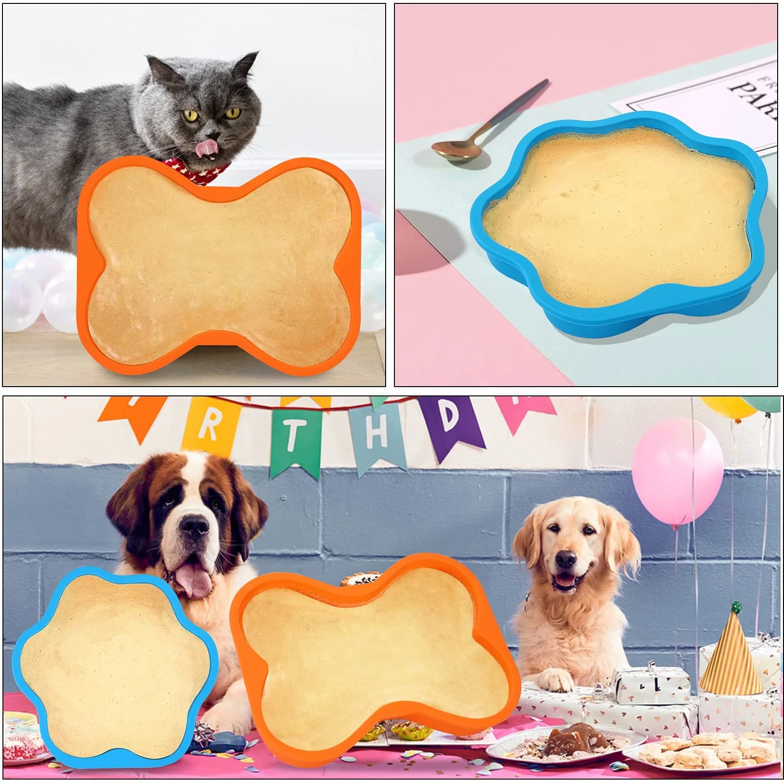 wooyaya Silicone Dog Bone & Paw Cake Pans, 8 Inch (20.32 cm) - Set of 2 - view 6
