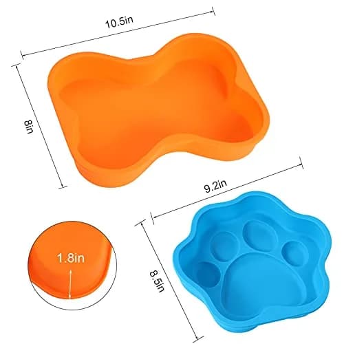 wooyaya Silicone Dog Bone & Paw Cake Pans, 8 Inch (20.32 cm) - Set of 2 thumbnail 2