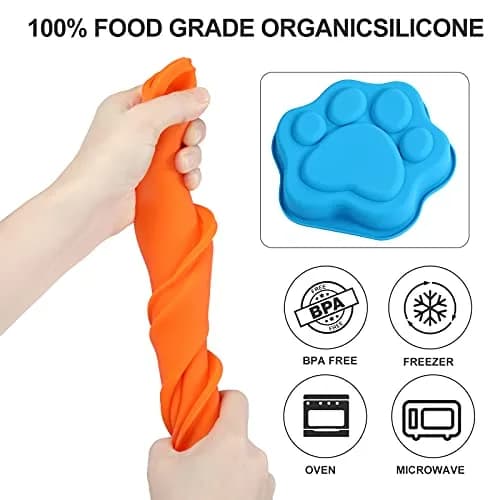 wooyaya Silicone Dog Bone & Paw Cake Pans, 8 Inch (20.32 cm) - Set of 2 thumbnail 3