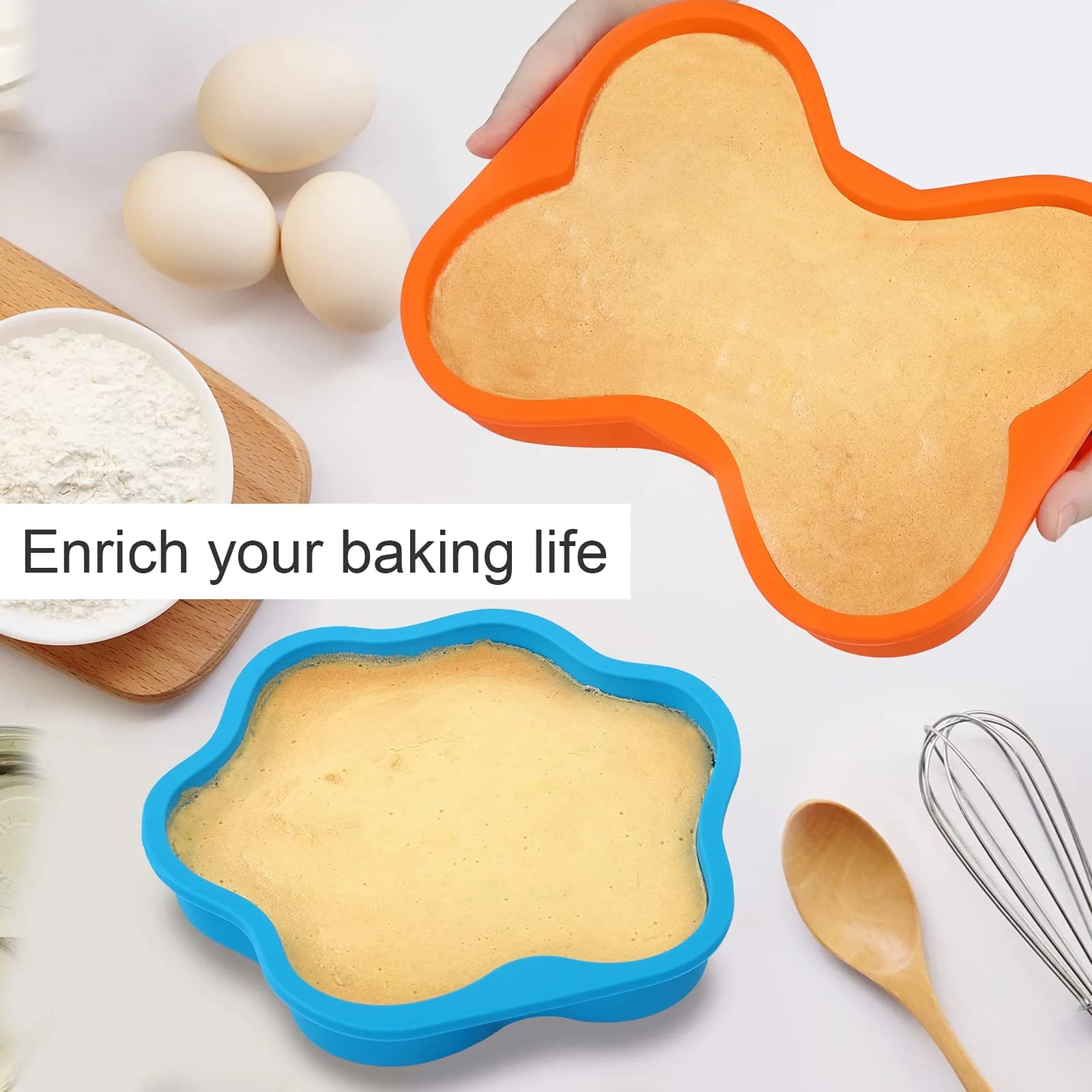 wooyaya Silicone Dog Bone & Paw Cake Pans, 8 Inch (20.32 cm) - Set of 2 - view 4