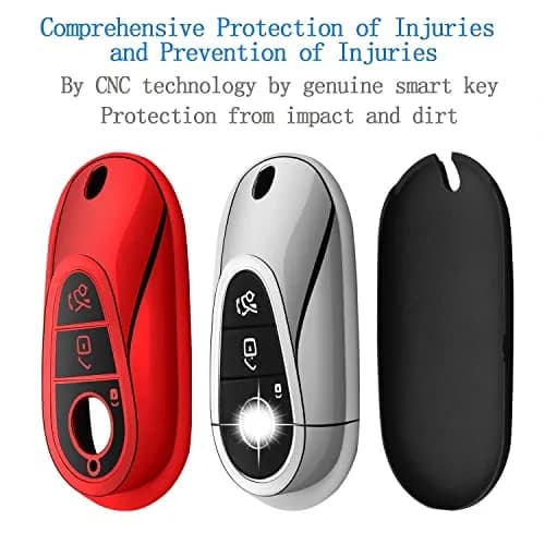 Tukellen for Mercedes Benz Key Fob Cover Red | Soft TPU Case Protector Compatible with 2021-2026 S-Class & More thumbnail 3