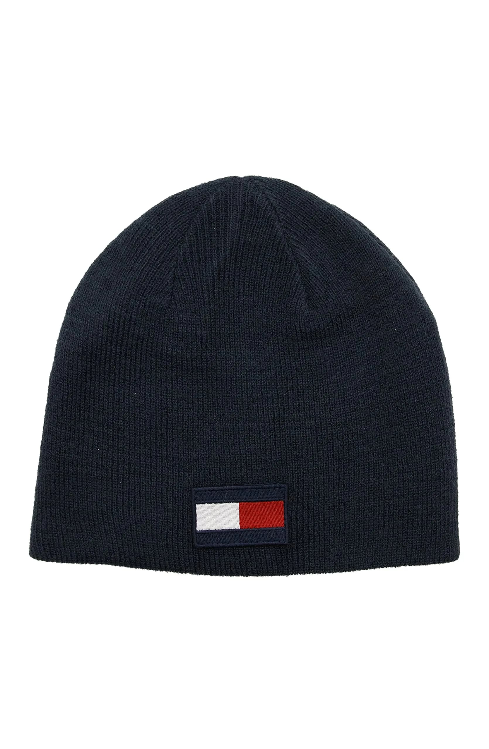 Tommy Hilfiger Boys Beanies, Navy, One Size | Reversible Winter Hat for Kids — Navy Reversible Logo