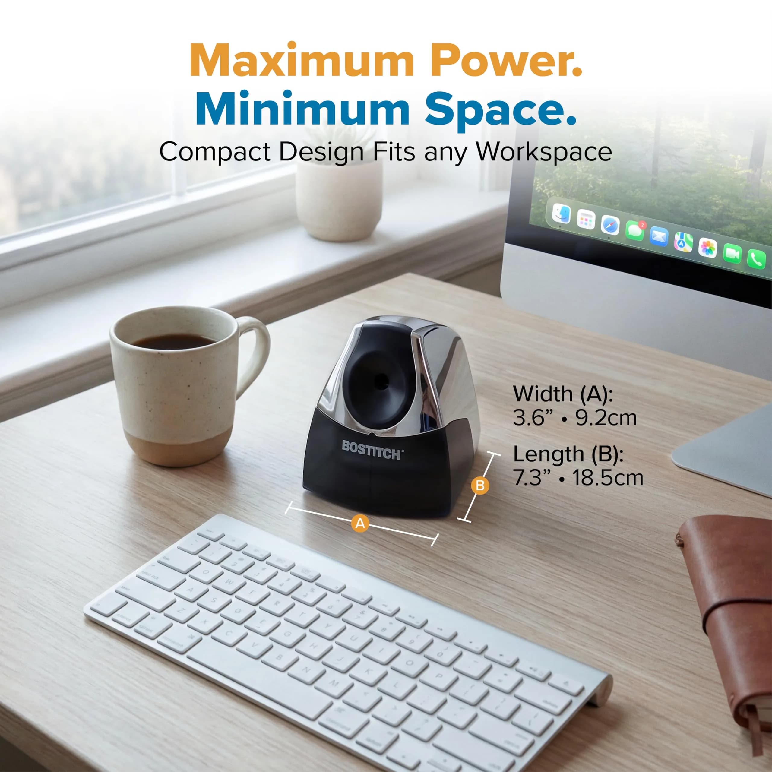 Bostitch Heavy Duty Electric Pencil Sharpener, Chrome - Stall-Free Motor for Classroom & Desk - view 6