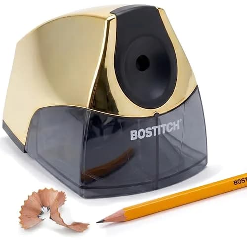 Bostitch Office Electric Pencil Sharpener Gold Chrome | Heavy-Duty Stall-Free Motor, High-Capacity Shavings Tray thumbnail 1
