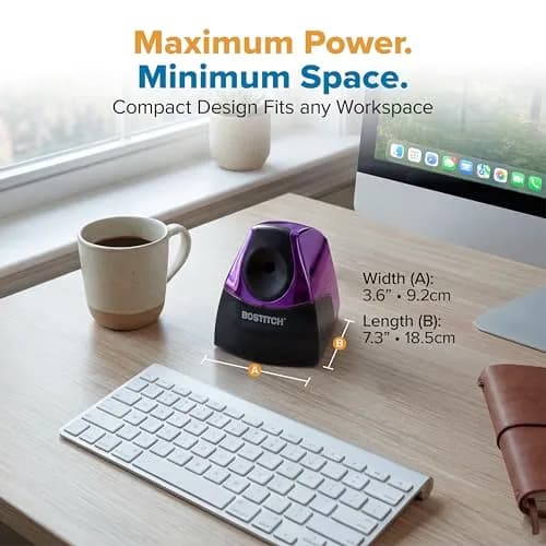 Bostitch Electric Pencil Sharpener for Classroom and Desk, Metallic Purple, 1 Unit | Stall-Free Motor & 7-Year Warranty thumbnail 6