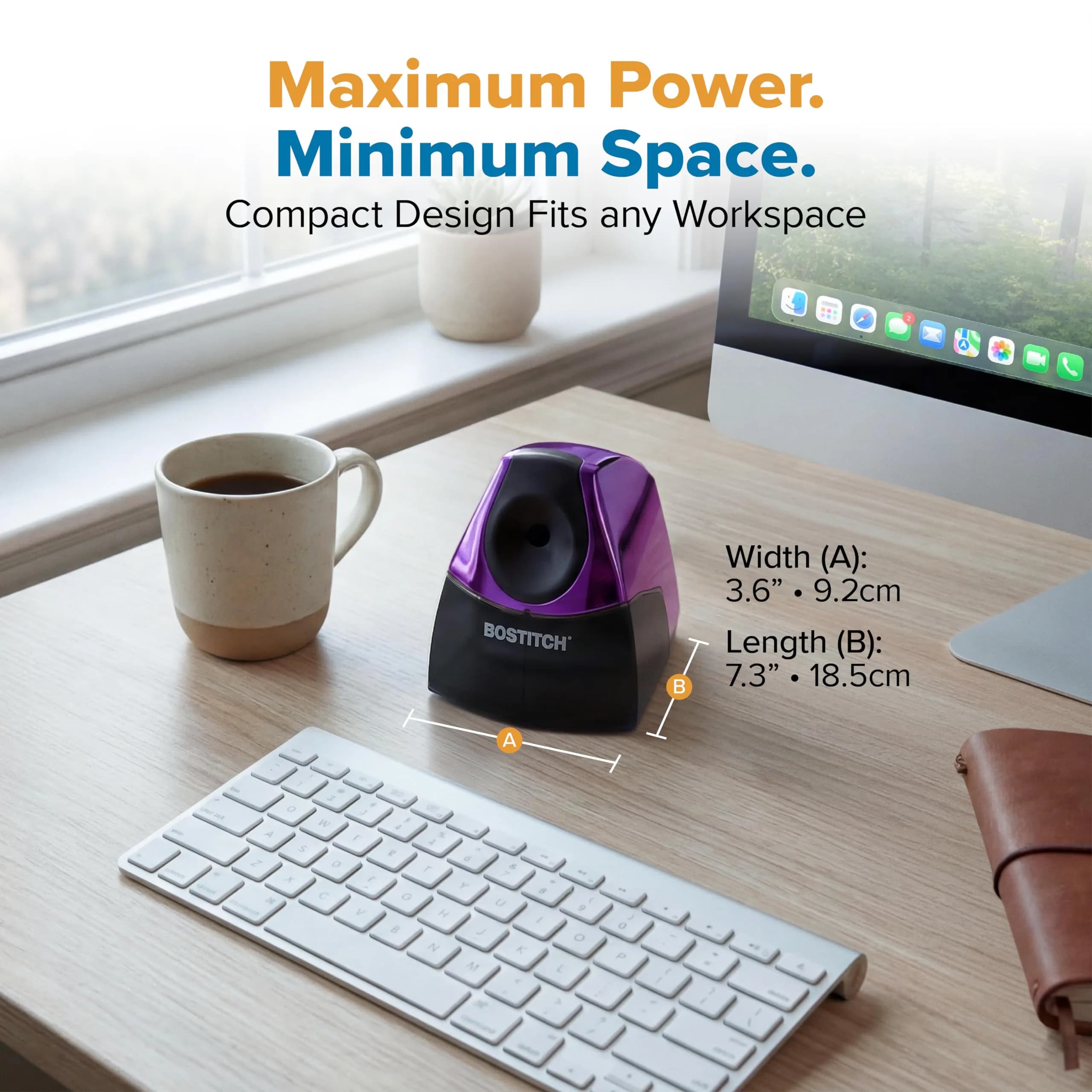 Bostitch Electric Pencil Sharpener for Classroom and Desk, Metallic Purple, 1 Unit | Stall-Free Motor & 7-Year Warranty - view 6