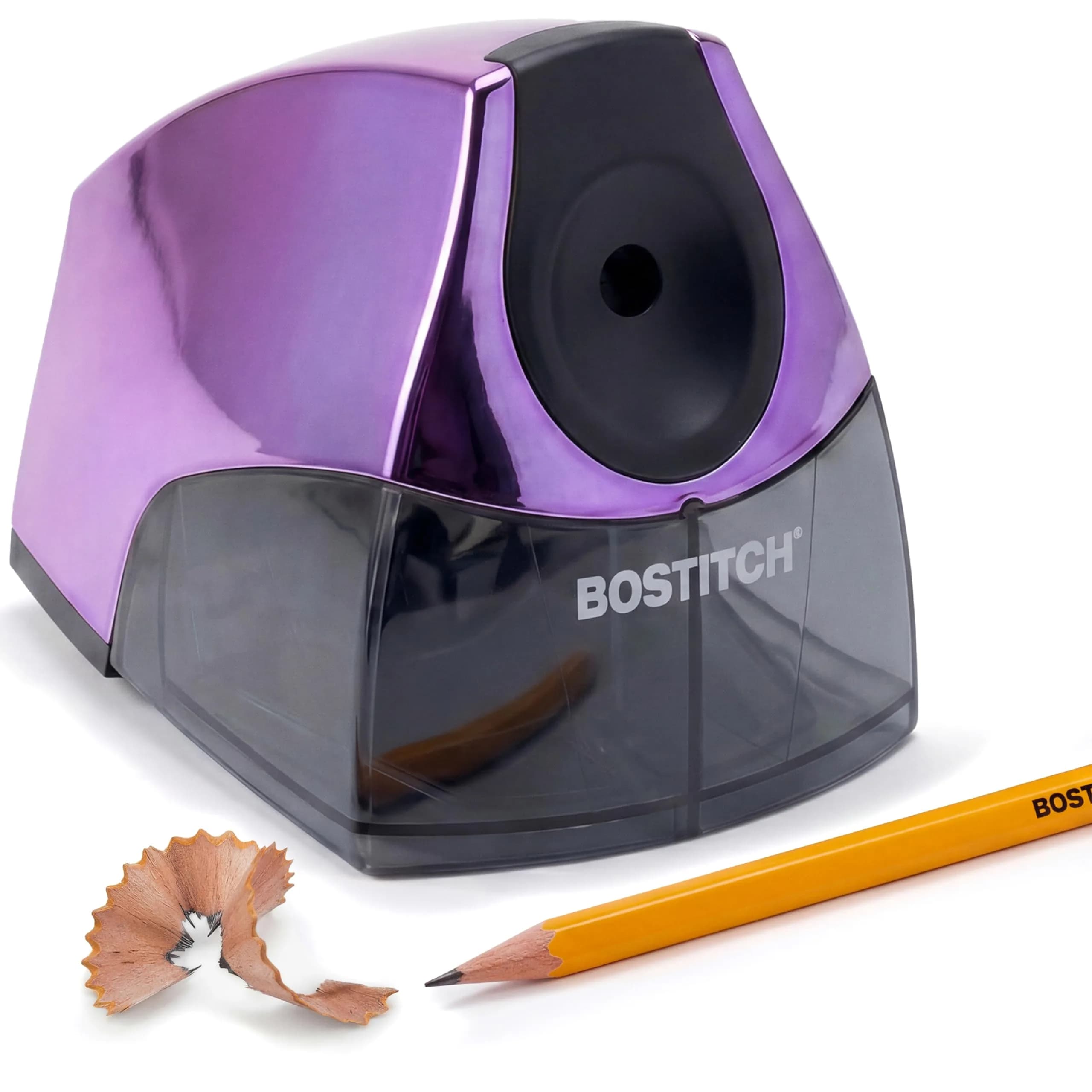Bostitch Electric Pencil Sharpener for Classroom and Desk, Metallic Purple, 1 Unit | Stall-Free Motor & 7-Year Warranty
