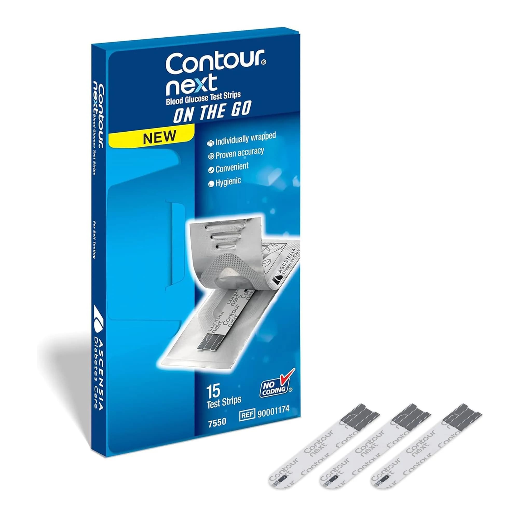 Ascensia CONTOUR NEXT Blood Glucose Test Strips, 15 Count | Proven Accuracy for Diabetes Management - main product image