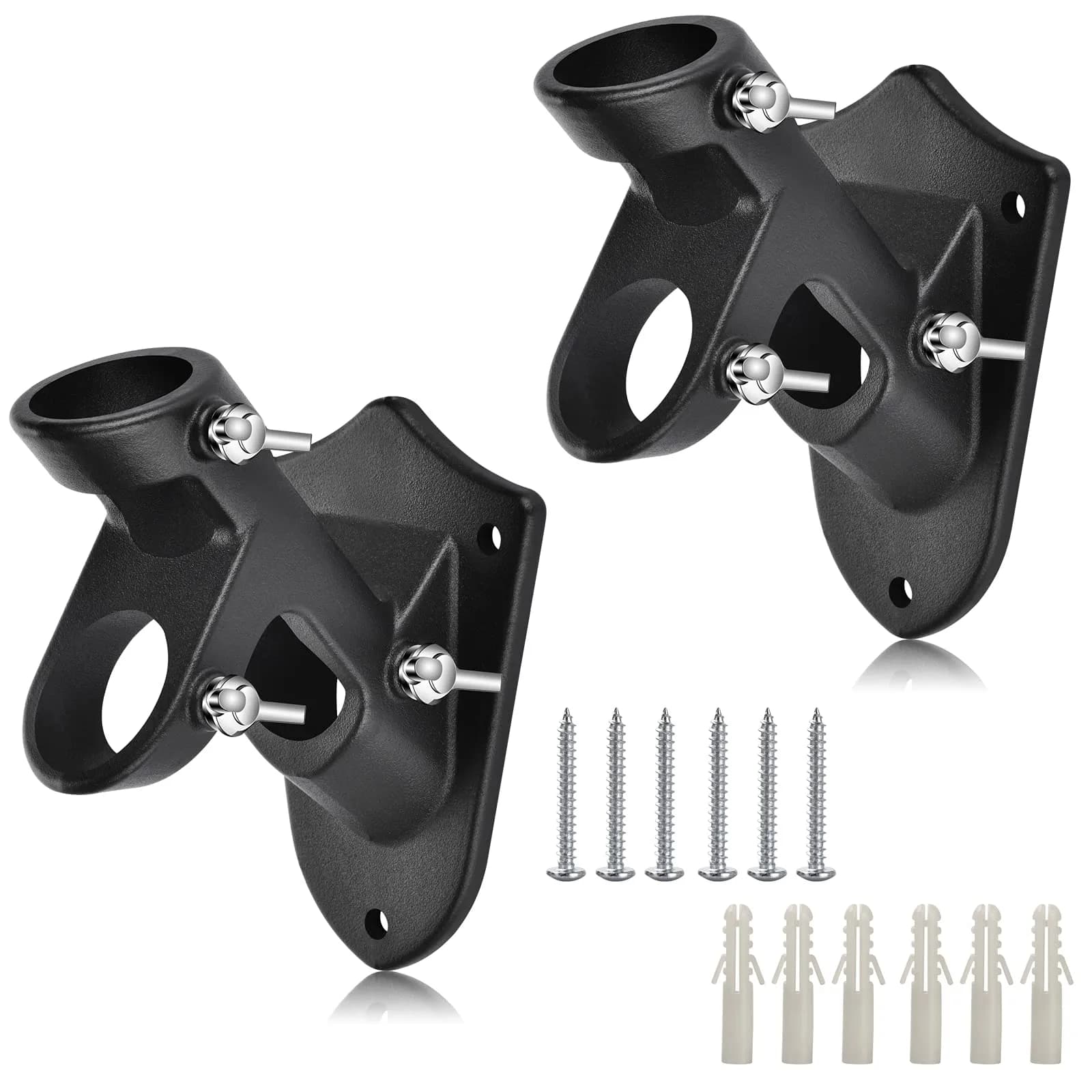 Haoridul Heavy Duty Flag Pole Holder Mount 1" Inner Diameter (Matte Black, 2-Pack) | Rust-Free Aluminum Bracket for Exterior House - main product image