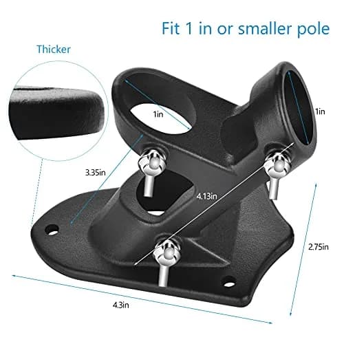 Haoridul Heavy Duty Flag Pole Holder Mount 1" Inner Diameter (Matte Black, 2-Pack) | Rust-Free Aluminum Bracket for Exterior House thumbnail 4