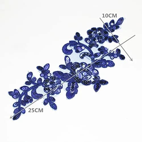 SUNMOVE Blue Embroidery Sequin Lace Applique 25cm x 10cm | Bridal & Party Dress Embellishment thumbnail 2