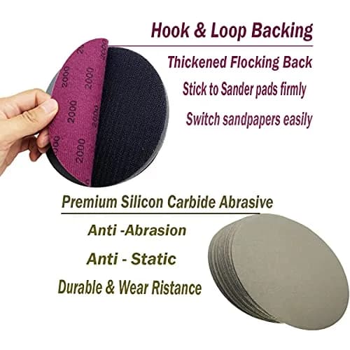 AutKerige 6 Inch Wet Dry Sandpaper Set | Assorted Grit 1000-5000 for Auto, Wood, Metal thumbnail 5