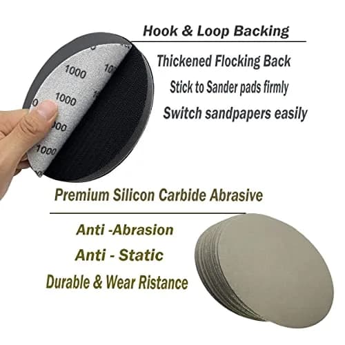 AutKerige 6 Inch 1000 Grit Wet Dry Sandpaper | Hook & Loop Discs for Auto & Home thumbnail 2
