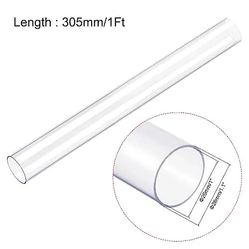 uxcell Rigid Round Clear Tubing 26mm ID x 28mm OD 1Ft | Impact-Resistant Polycarbonate Tube thumbnail 2