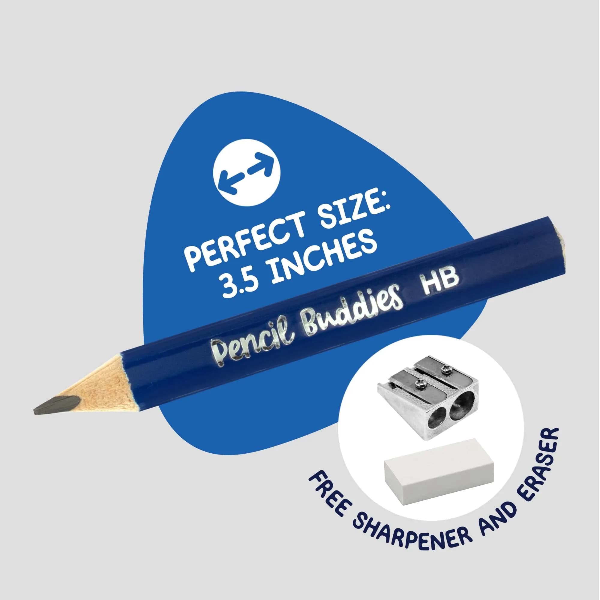 Pencil Buddies Natural Wood Short Jumbo Pencils, 10 Piece Set, 5mm Unbreakable 2B Lead - view 3