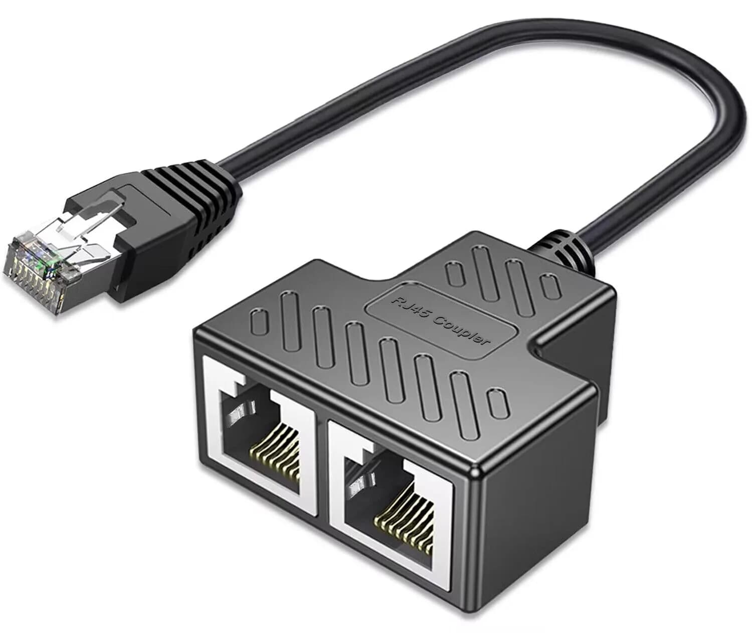 AKWOR Ethernet Splitter 1 to 2 | Double Ethernet Cable Adapter for Cat 5/5e/6/7/8 | Starlink Compatible