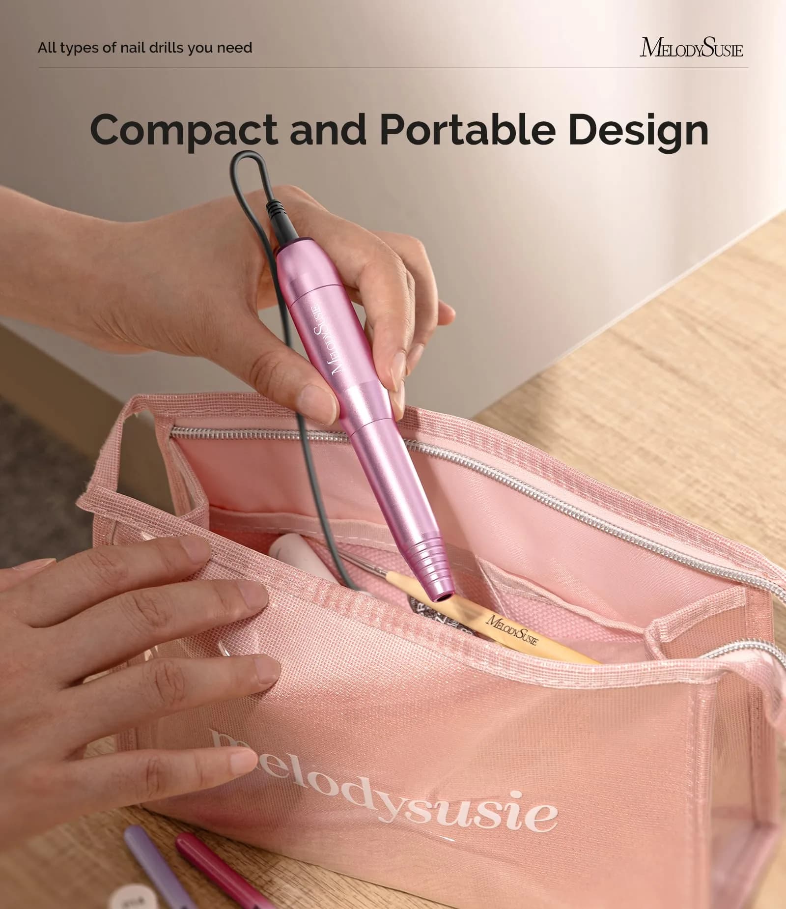 MelodySusie PC120I Portable USB Nail Drill - Macaron Purple | 20000RPM Beginner-Friendly Electric Nail File for Home Use - view 3