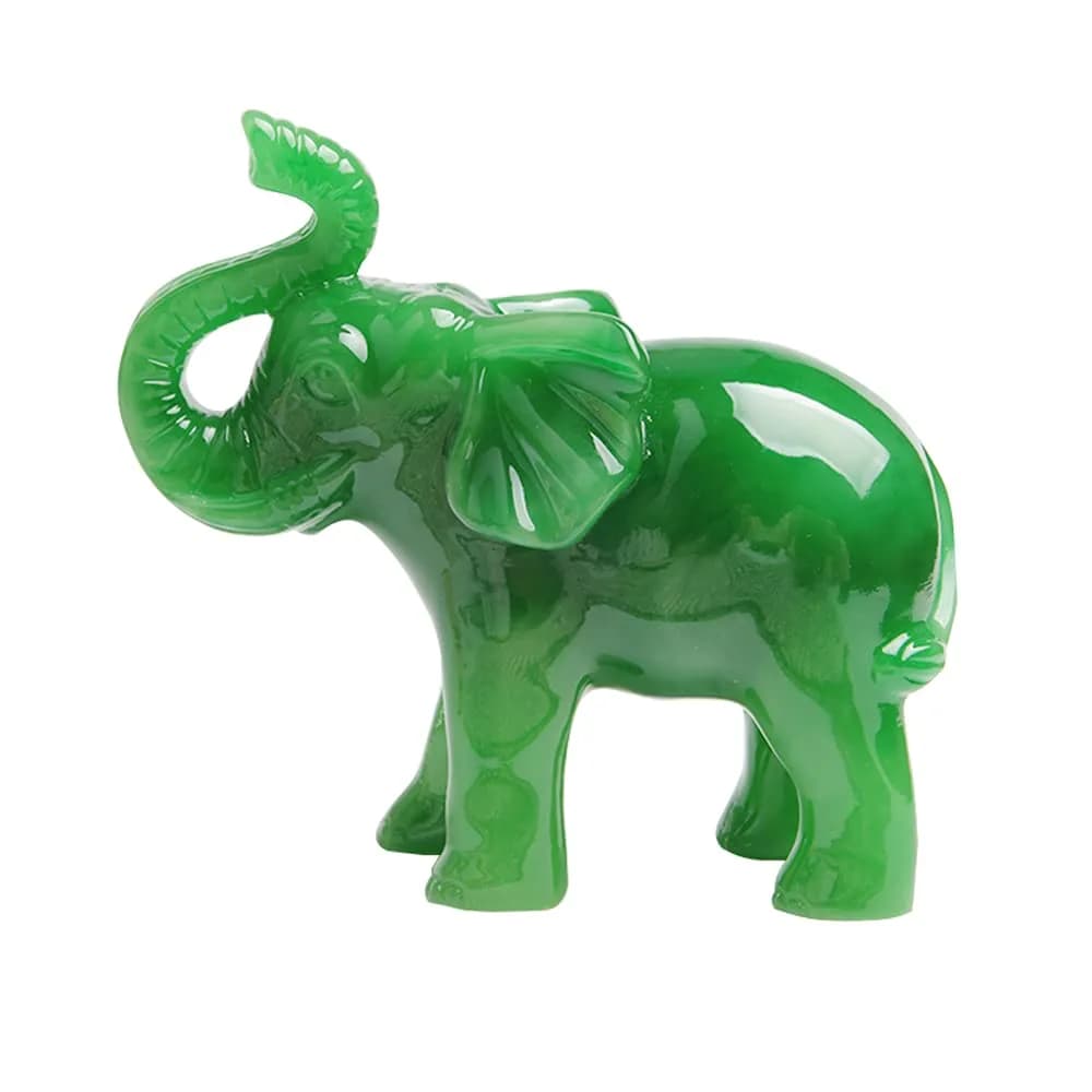 Acxico Jade Green Feng Shui Elephant Statue 10.8 cm (4.25") | Symbol of Luck and Prosperity - main product image