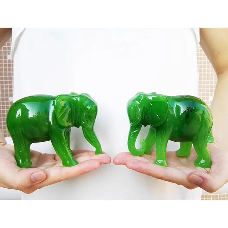 Acxico Jade Green Feng Shui Elephant Statue 10.8 cm (4.25") | Symbol of Luck and Prosperity thumbnail 2