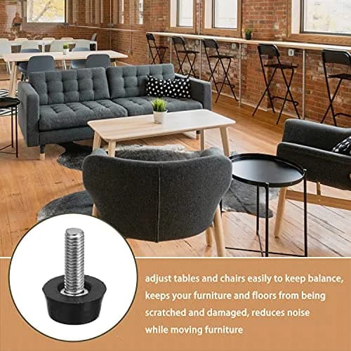 MILDWOO Furniture Levelers M6 Thread Adjustable Screw in 20 Pcs | Floor-Friendly Non-Skid Design thumbnail 3