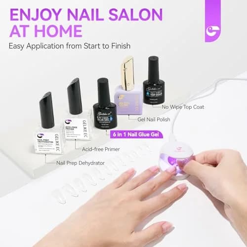 Gelike EC 6 in 1 UV Gel Nail Glue for Press Ons & Nail Tips | 8ml (0.27 Fl Oz) HEMA-Free Formula thumbnail 8