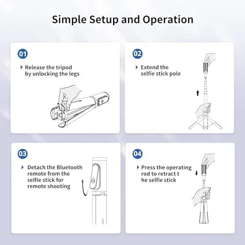ATUMTEK Selfie Stick Tripod with Bluetooth Remote, 7.7"-31.3" Extendable Aluminum Pole for iPhone & Samsung Smartphones, Red | Integrated 3-in-1 Design thumbnail 7