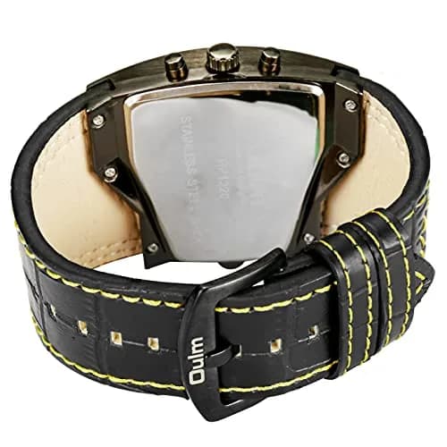ShoppeWatch Unique Men's Dual Time Display Watch 54mm Case | Quartz Movement Leather Band thumbnail 3