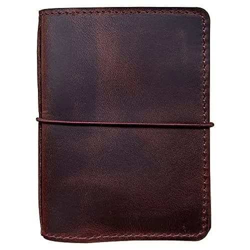 newestor Travelers Notebook Cover Passport Size Dark Brown | Genuine Leather with Pen Loop & Card Slots thumbnail 1