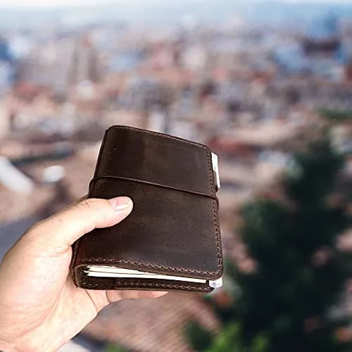 newestor Travelers Notebook Cover Passport Size Dark Brown | Genuine Leather with Pen Loop & Card Slots thumbnail 9