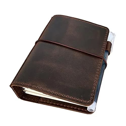 newestor Travelers Notebook Cover Passport Size Dark Brown | Genuine Leather with Pen Loop & Card Slots thumbnail 2