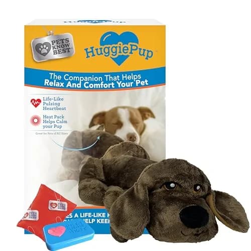 Pets Know Best HuggiePup Comfort Companion with Heartbeat & Heating | Calms Dogs & Puppies, Reusable, Chocolate thumbnail 1