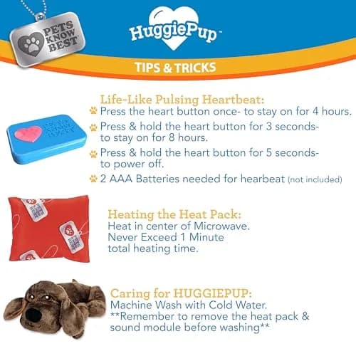 Pets Know Best HuggiePup Comfort Companion with Heartbeat & Heating | Calms Dogs & Puppies, Reusable, Chocolate thumbnail 6