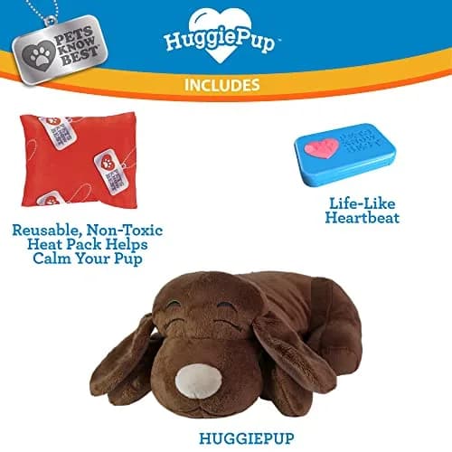 Pets Know Best HuggiePup Comfort Companion with Heartbeat & Heating | Calms Dogs & Puppies, Reusable, Chocolate thumbnail 3